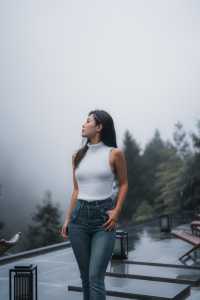 秋日 雨天 山林 私湯