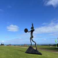 Beautiful sculpture in within a wine yard  