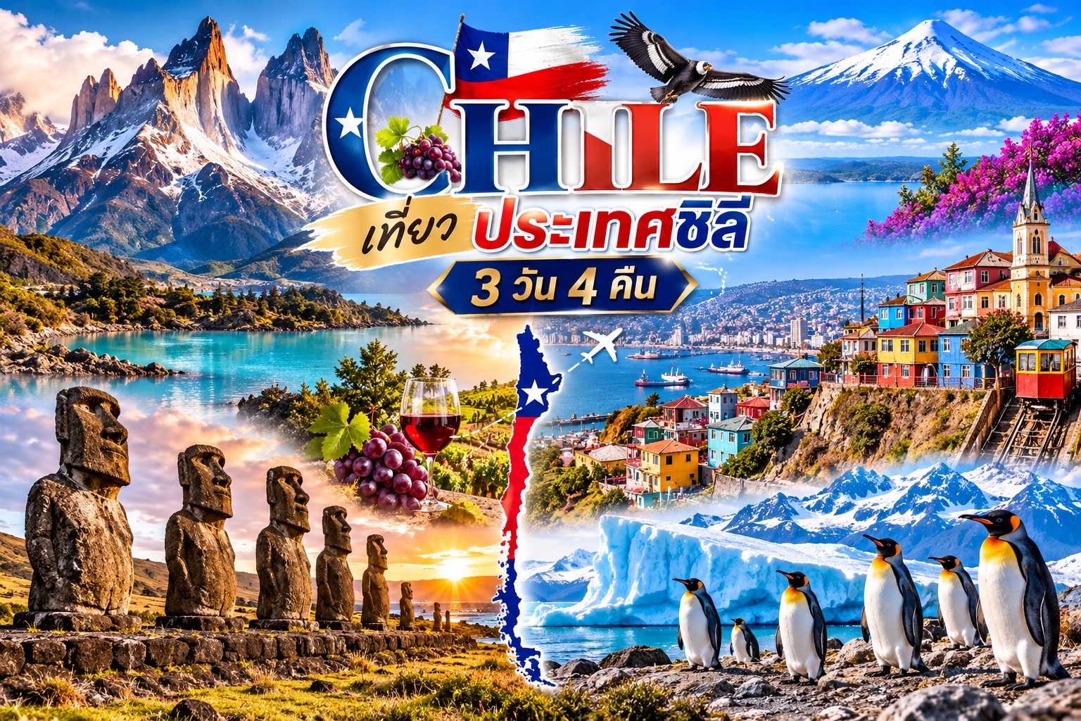 When it comes to countries with stunning, unique, and captivating natural beauty, Chile is one destination travelers shouldn't miss. Stretching along the Pacific coast, it's filled with towering mountains, turquoise glaciers, crystal-clear lakes, and vibrant, charming cities. 🏔️💙

📍 Must-Visit Places in Chile

🏙️ 1. Santiago
The capital city, blending modernity with traditional culture, boasts the Andes Mountains as a backdrop. Perfect for strolling through the city, sampling local cuisine, and experiencing the Chilean way of life.

🎨 2. Valparaíso
A seaside port city distinguished by its colorful houses, wall art, and hillside streets. Ideal for photography and romantic walks.

🏞️ 3. Torres del Paine National Park
A paradise for nature lovers. Discover uniquely shaped rock peaks, turquoise lakes, and picturesque Patagonian mountain views.

🧊 4. Grey Glacier
Experience the grandeur of the blue ice sheet contrasting with the clear water and towering mountains – a highlight that will impress any visitor.

🗿 5. Easter Island
A land in the middle of the Pacific Ocean with mysterious and valuable Moai stone statues, perfect for those fascinated by ancient history and culture.

🍇 6. Casablanca Valley
A famous grape-growing and wine-producing region, nestled amidst vineyards and stunning rural landscapes.

🗓️ Sample 3-night, 4-day itinerary:

· Day 1: Arrive in Santiago, explore the city and its landmarks.
· Day 2: Travel to Valparaiso, explore the vibrant city and seaside atmosphere.
· Day 3: Choose to explore nature or Casablanca Valley according to your interests.
· Day 4: Take memorable photos, buy souvenirs, and depart.

✈️ Note: This program is a sample itinerary for areas near Santiago and the coast. This itinerary excludes Torres Del Paine, Grey Glacier, and Easter Island, which should be planned separately as they are far apart. Visiting all of them in 4 days is impractical.

💖 Summary of Impressions:
Chile is perfect for those who love adventure, magnificent nature, art, and unique culture. Every route offers a story to discover, ideal for capturing memories and creating unforgettable travel experiences. If you have the chance, I highly recommend experiencing this southernmost tip of South America for yourself. 🇨🇱❤️

#TravelChile #ChileCountry #Chile #TravelAbroad #SouthAmerica #SantiagoTravel #Valparaiso #TorresDelPaine #Patagonia #GreyGlacier #EasterIsland #Moai