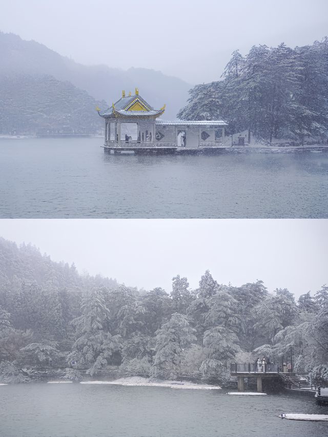 一個女生去看雪下雪後的廬山是人間仙境