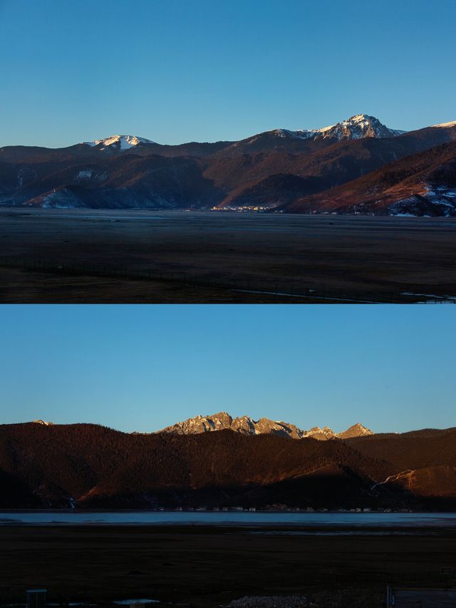 香格里拉！躺在床上欣賞日照金山！！好 chill～。