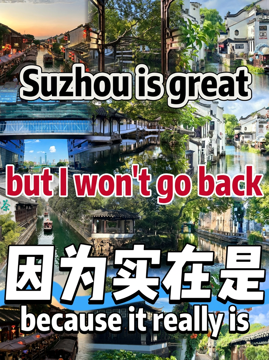 Suzhou is wonderful, but I won’t go back because it’s truly...