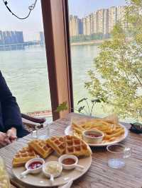 Charming cozy river view cafe