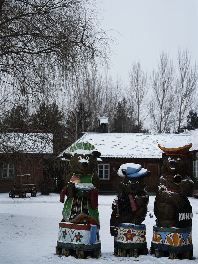 哈爾濱的伏爾加莊園下雪太美了