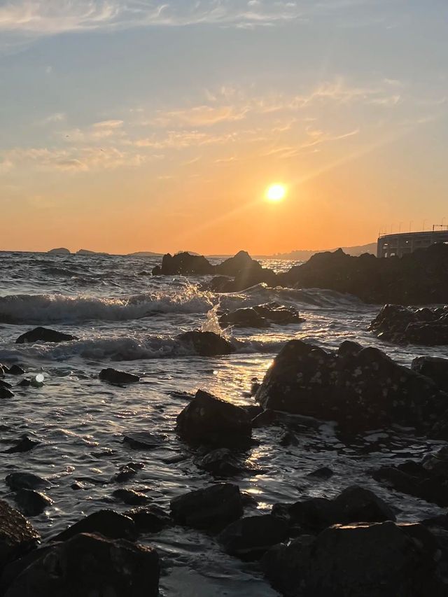 冬日銀沙灘絕美日出