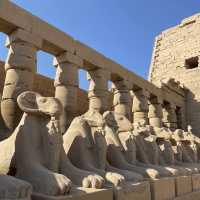 《エジプト/ルクソール》カルナック神殿 山羊のスフィンクスに囲まれて
