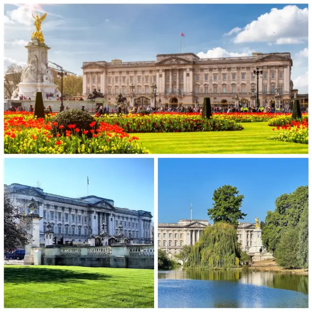 バッキンガム宮殿：歴史的建築物、ロンドンの中心地、イギリスの君主の公式住居。