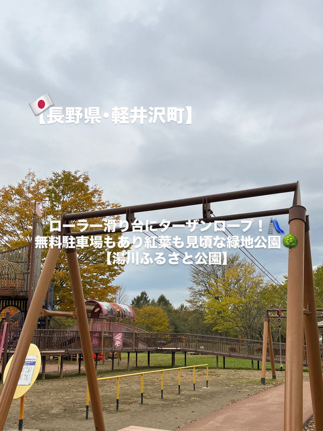 【軽井沢】遊具もターザンロープもある！紅葉が綺麗な緑地公園🍁