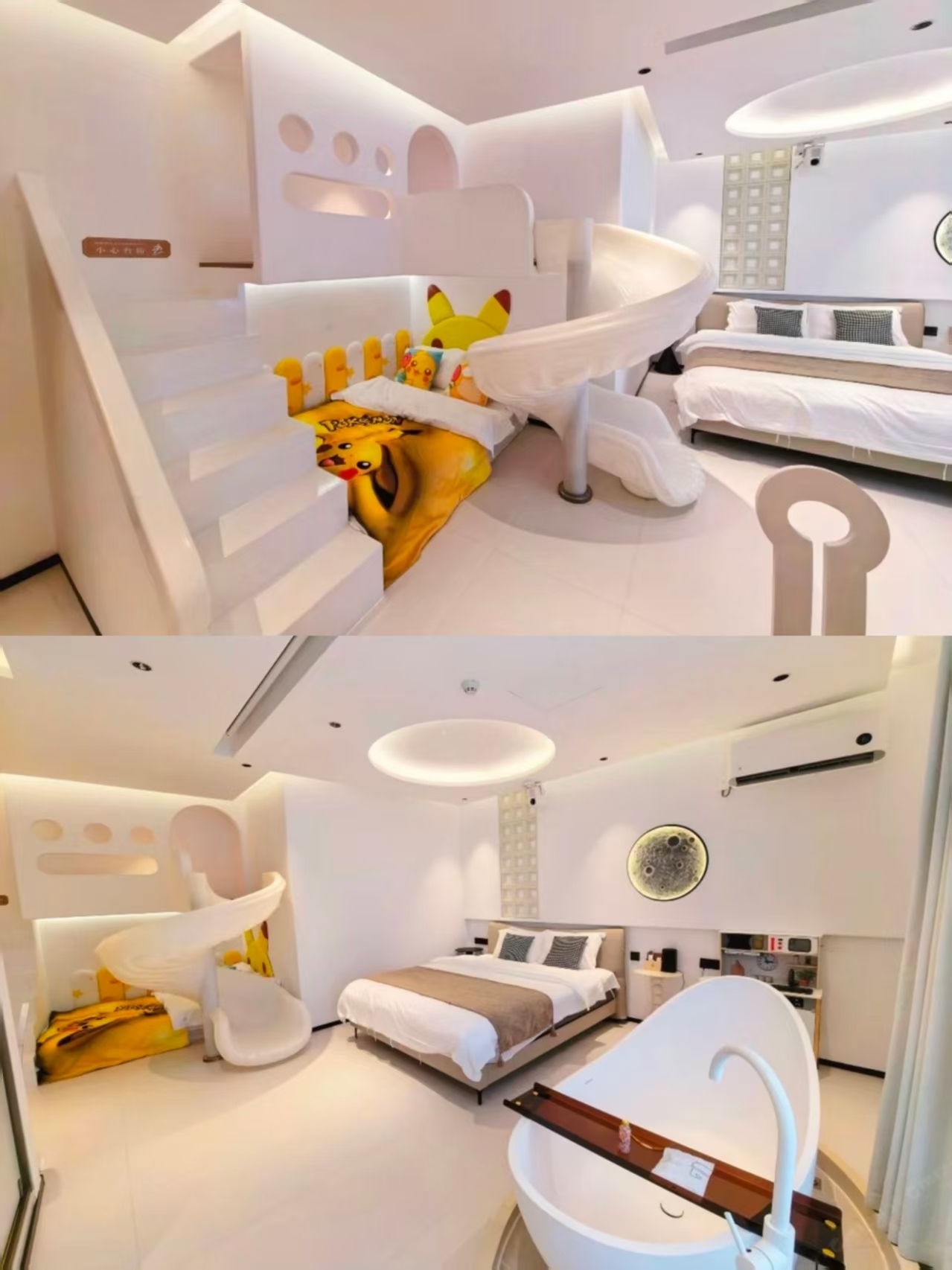 Guangzhou Chimelong📍Family Slide Homestay!! 🉑 Accommodates 3 people! Such a great city!!

✔ Entire 1-bedroom rental with 2 beds for 3 people ✔ Near subway ✔ Starry sky ceiling, slide, projector
Kids coming to Guangzhou for holidays or Spring Festival can book with confidence!!
· 
🌈 The room features a spiral slide 🛝, kids will be super happy, plus a bathtub 🛁 where you can soak while enjoying the night view outside the window 🌃, so cozy and relaxing
· 
🌈 The starry sky ceiling 🌠 is decorated super romantically, the projector 📽️ has a membership, feels like your own private cinema! Guests also receive a cute little plush toy, Labubu, super adorable, excellent service 💕
· 
🌈 Located in the CBD central area 📍 with subway 🚇 nearby, super convenient for travel! Very close to Chimelong 🐯, families wanting to visit the amusement park should go for it
· 
🌈 Smart control system 👍, provides many disposable items 🧴, towels, toilet paper, mats, all included, clean and hygienic 👏, spacious and comfortable room, kids can play happily, adults can rest comfortably
· 
🌈 Homestay: Begrace·Tongmeng
🌈 Location: 1st Floor, No.1, No.10 Panyu Avenue North, Nancun Town, Panyu District, Guangzhou, Guangdong Province
