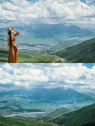 This road, which navigation apps won't suggest, features Ani Zhihai Sacred Mountain as its backdrop