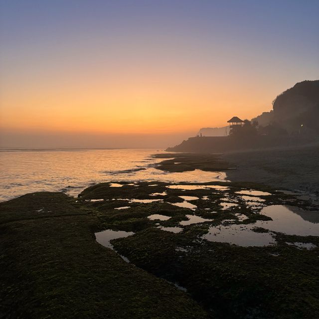 Beautiful sunset at Melasti Beach 