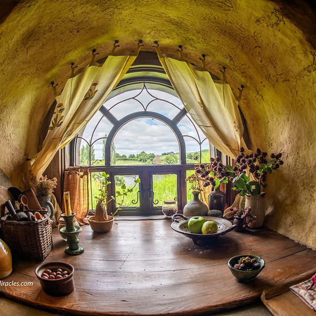 Hobbiton, located in the picturesque countryside , New Zealand