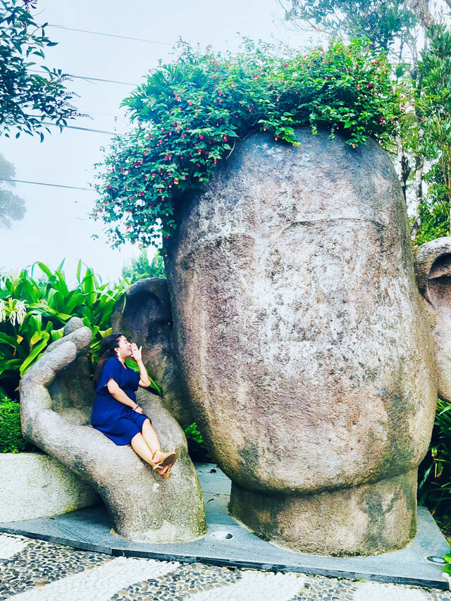 Misty weather didn't stop us from seeing the beauty of the Golden Hand Bridge in Danang 😍