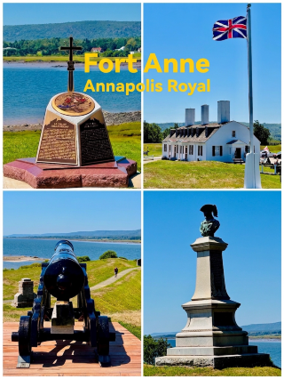Coming from the dry warmth of Doha, the endless, vibrant green of Nova Scotia is still a pleasant surprise to my eyes. Annapolis Royal was one of the two historic spots I absolutely had to see on this trip, and it did not disappoint.

As an art teacher, I was instantly drawn to the star-shaped earthworks of Fort Anne. What used to be a heavy military defense now looks like a giant, minimalist land-art installation. The way the soft green turf rises and falls in perfect geometric lines against the blue of the Annapolis Basin is incredibly satisfying to look at.

While walking along the grassy ridges, I noticed a tiny detail that stayed with me: a small yellow wildflower growing right in the shadow of one of those heavy, black iron cannons. It felt like a quiet victory of life over old iron. I also had a lovely, brief chat with a local lady who was sitting on a bench knitting. She noticed me sketching the outline of the old Officer's Quarters and warmly told me that the building looks best just as the sun starts to dip, when the shadows of the three tall chimneys stretch across the grass. She was right.

I spent my last hour near the Acadian monument, watching the water. It’s hard to imagine that this peaceful basin was once the stage for so much conflict and displacement. Today, the only sound was the wind and a couple of crows arguing over something in the grass. 

My hands got a bit cold from the sea breeze by the end, but the absolute stillness of the place was worth it. A perfect, quiet afternoon of history and form.