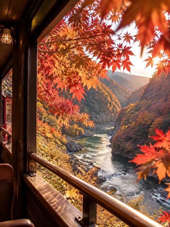 秋の京都へ行くなら、このトロッコ列車に25分だけ時間を割いてみてください