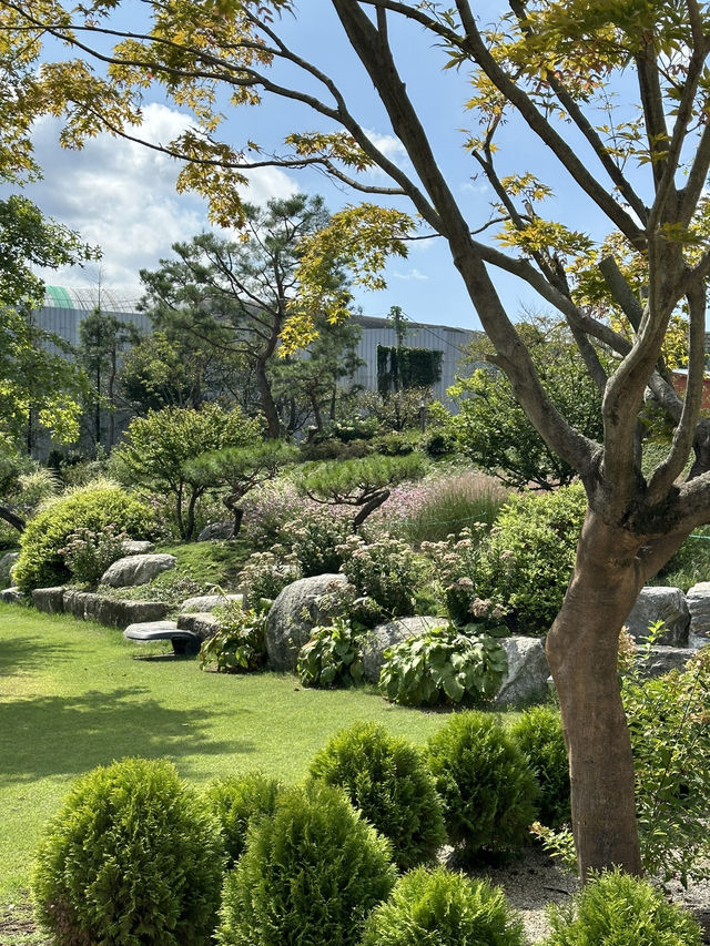 여름의 푸른 자연이 담긴 🏡 정원 테라스 카페에서 여름을 느껴보세요! 💚