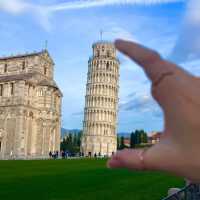 Leaning into the tower of Pisa 