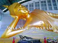 วัดสุขุมาราม พระพุทธไสยาสน์สีทอง ยาว 55 เมตร
