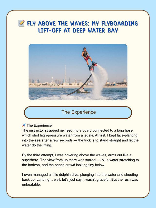📝 My Flyboarding Lift-Off at Deep Water Bay