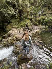 Crossing a waterfall 