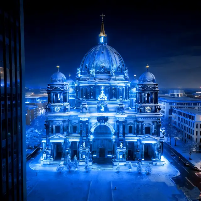 Berlin Cathedral in the Snowy Night