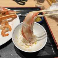 Free slow sashimi and snow crab leg