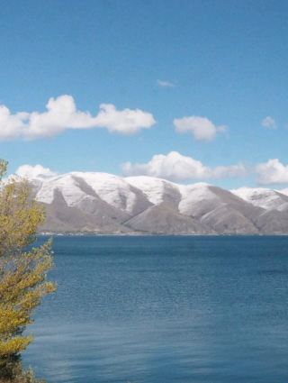 Walking through a small port town by Lake Sevan