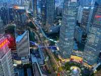 The view from the Oriental Pearl Radio & Television Tower 🏙️🗼🌊