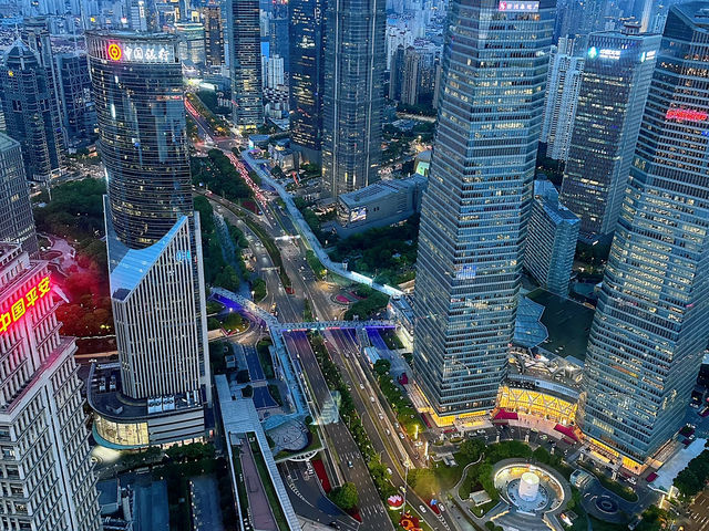 The view from the Oriental Pearl Radio & Television Tower 🏙️🗼🌊 The view from the Oriental Pearl Radio & Television Tower 🏙️🗼🌊