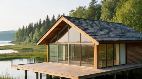 Staying in a wooden cabin by the border river in Sunwu, the summer where you can see two countries at a glance is incredible — traveler post in Sunwu