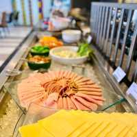 Hearty breakfast spread