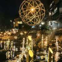 【熊本】有名温泉街の冬の幻想的な風景