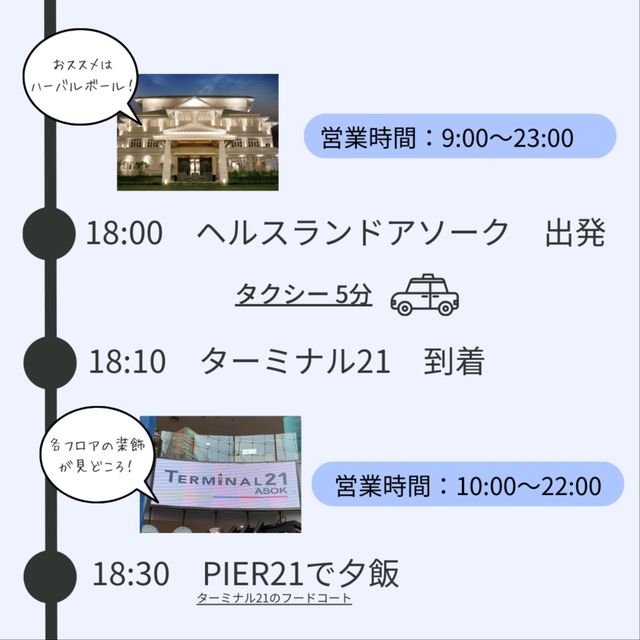 【バンコク】雨季でもOK!ほぼ室内プラン！