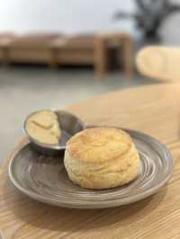 Excellent coffee butter scone; even better exotic coffee!