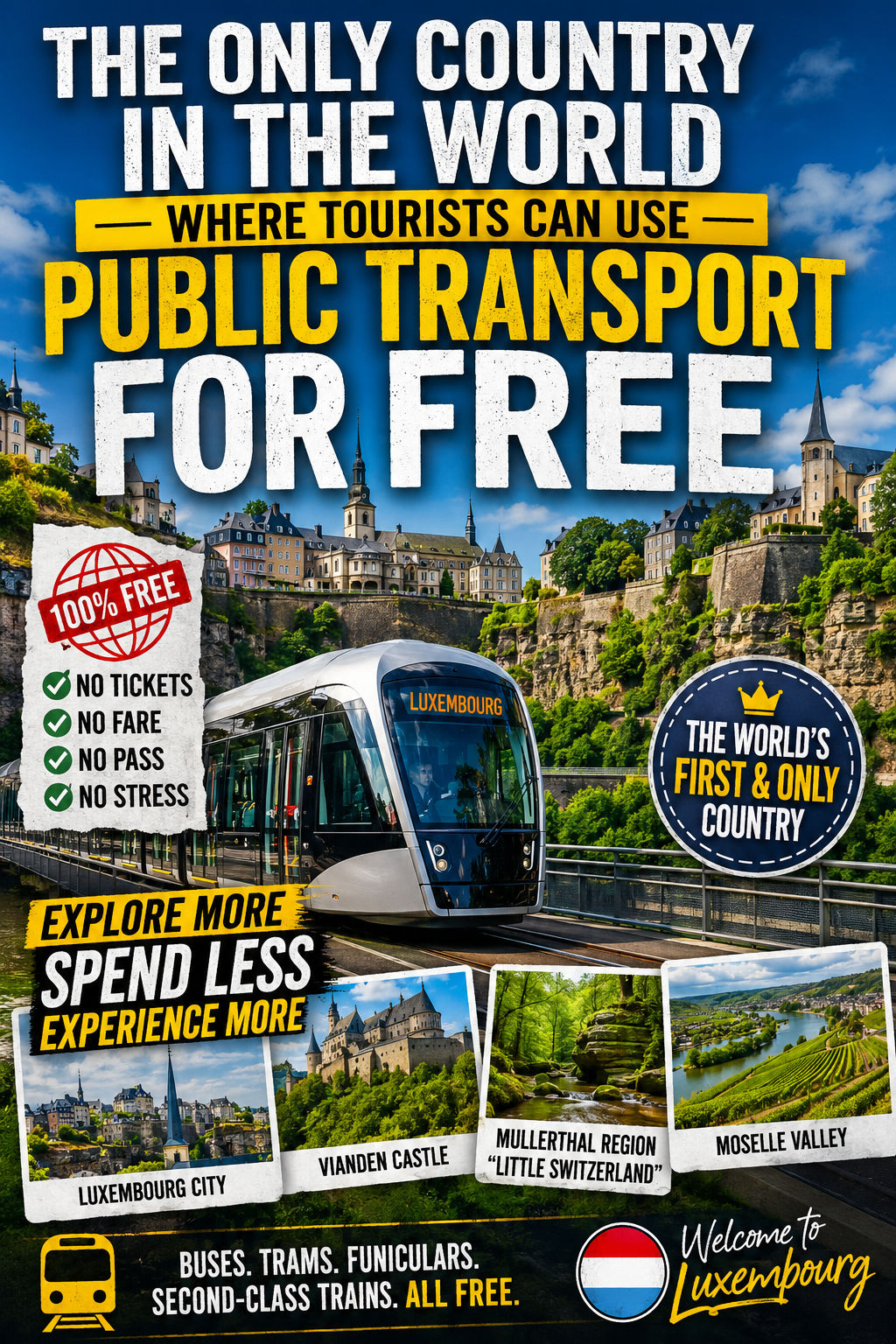 🚆The Only Country in the World Where Tourists Can Use Public Transport for FREE - Luxembourg