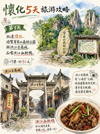 5-Day Tour of Huaihua: From the vibrant atmosphere of the ancient city to the hidden wonders of the canyons, a healing journey through mountains, rivers, and culture. Huaihua, a hidden gem in western Hunan...