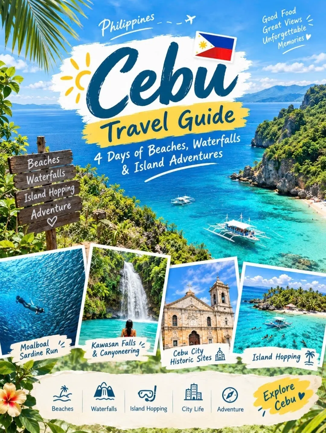 🇵🇭 Cebu Travel Guide: 4 Days of Beaches, Waterfalls & Island Adventures