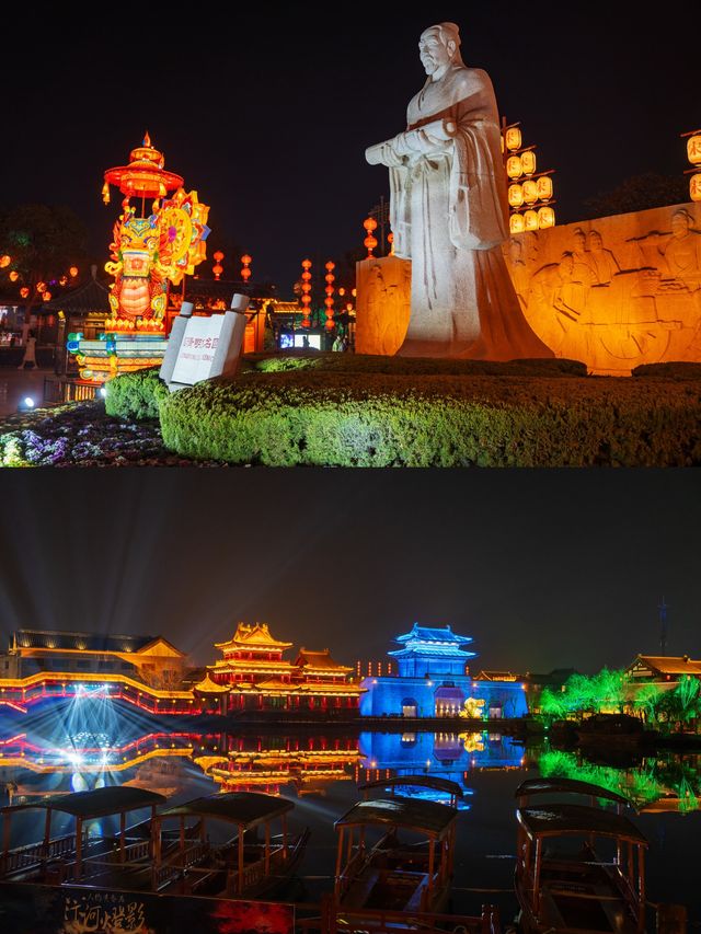 開封夜遊清明上河園，看汴河兩岸流光溢彩