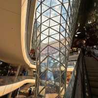 Artistically decorated mall with free terrace