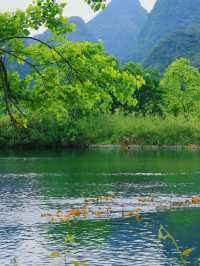 Cycling in Yangshuo🛵, landscapes, paddy fields, small shops, swings🏡, map routes.