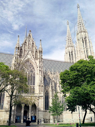 Vienna's Hidden Photo Spot | Stroll Down the Tree-Lined Avenue to Meet the Stunning Twin Towers of the Votive Church.