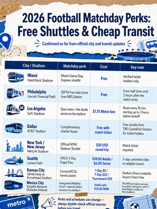 🚍 2026 Football Matchday Perks: Free Shuttles & Cheap Transit