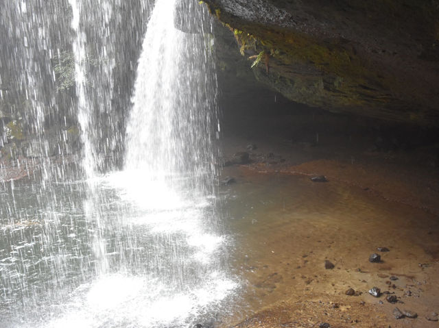 水のカーテンに癒される鍋ヶ滝の静けさ