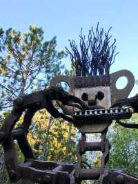 A must see junkyard park containing over 80 creative iron sculptures