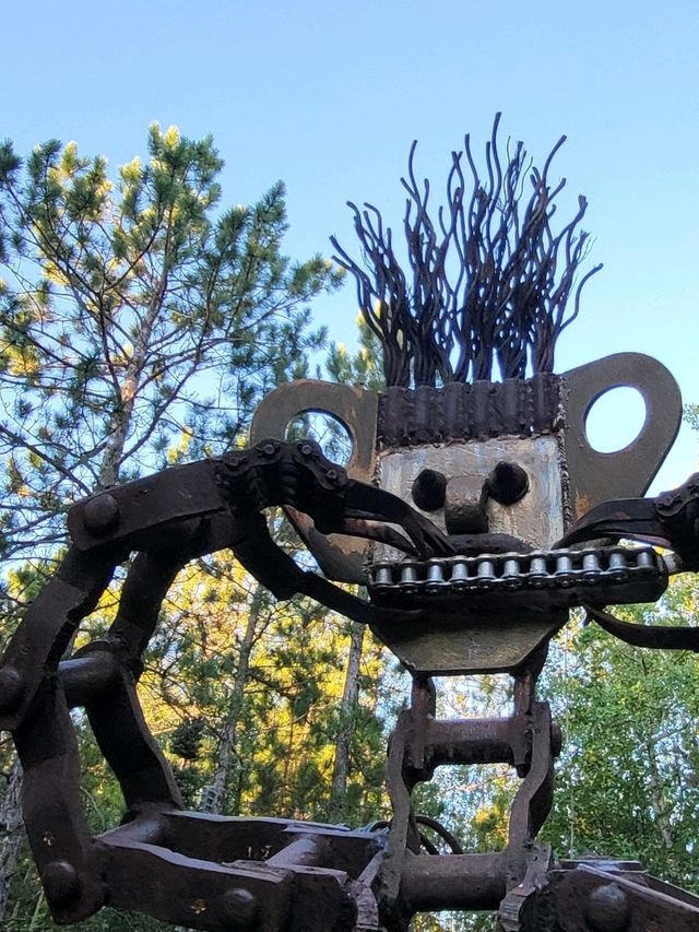 A must see junkyard park containing over 80 creative iron sculptures
