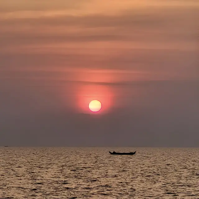 Watching the sunset in the floating village on Tonle Sap Lake in Cambodia