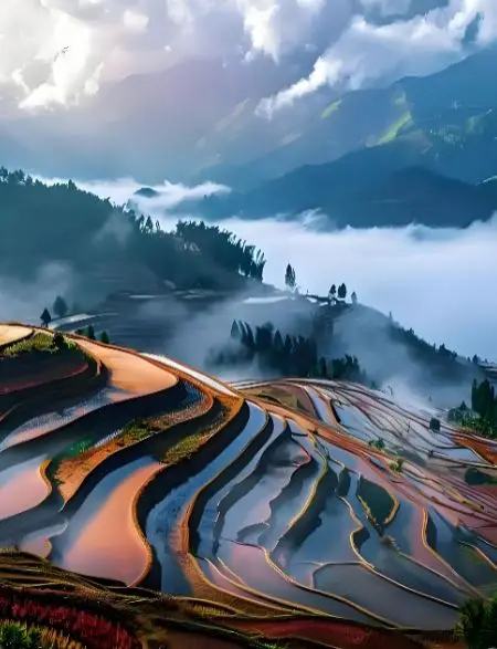 Yuan Yang Hani Terraces in Yunnan are like a poetic painting
