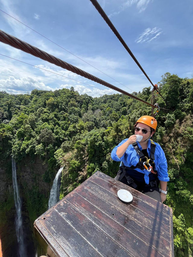 Zipline + Hanging Coffee at Tadfane Falls, Laos 