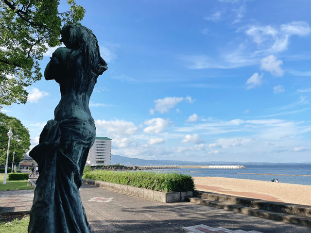 九州祕境夕陽海灘｜別府市內溫柔片刻 🏖️北濱海灘