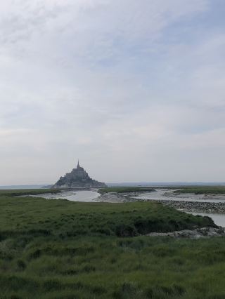 Mont Saint-Michel bathed in the sunset glow